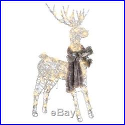 Silver Glitter Deer Sculpture LED Lighted Christmas Decor Home Outdoor Display
