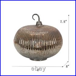 Silver Mercury Glass Pumpkin Ornament, 8x8x7.5 Lustrous Fall Decor for Silver Mercury Glass Pumpkin Ornament, 8x8x7.5 Lustrous Fall Decor for