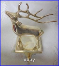 Silver Plated Christmas Mantel Hook Stocking Holder Hangers Heavy REINDEER Silver Plated Christmas Mantel Hook Stocking Holder Hangers Heavy REINDEER