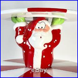 Silvestri Christmas Cake Pie Stand Table Decor Centerpiece Ceramic Santa Claus