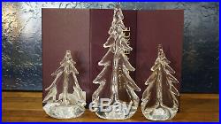 Simon Pearce Glass Tree Vermont Evergreen Christmas Tree Trio 10 7 & 6