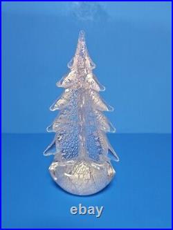 Simon Pearce Vermont Glass Silver Leaf Evergreen Tree 10 inches