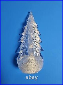 Simon Pearce Vermont Glass Silver Leaf Evergreen Tree 10 inches