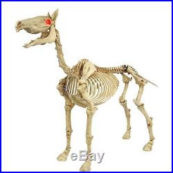 Skeleton Pony, LED Red Illuminated Eyes, 52 in Standing, Halloween, Horse Sounds