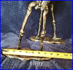 Skeletons Holding Bowl Cauldron Metal Serving Halloween 16x9