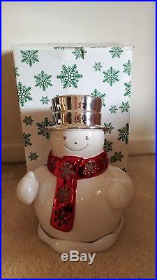 Slatkin & Co For Bath & Body Works Large Christmas Snowman Candle Luminary