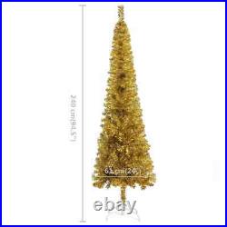 Slim Christmas Tree with LEDs Gold 94.5 vidaXL
