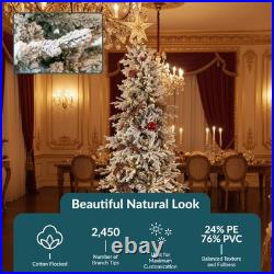 Slim and Stately Artificial Christmas Tree 7 ft Flocked by Sunnydaze