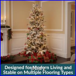 Slim and Stately Artificial Christmas Tree 7 ft Flocked by Sunnydaze