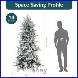 Slim and Stately Artificial Christmas Tree 7 ft Flocked by Sunnydaze