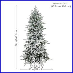 Slim and Stately Artificial Christmas Tree 8 ft Flocked by Sunnydaze