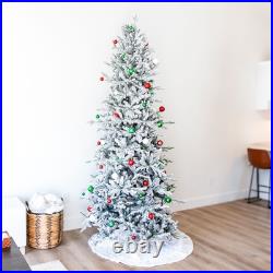 Slim and Stately Artificial Christmas Tree 8 ft Flocked by Sunnydaze