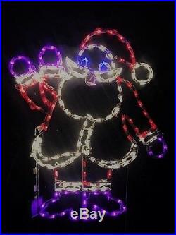 Small Animated Waving Santa Claus Outdoor LED Lighted Decoration Steel Wireframe