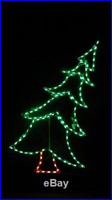 Small Tilted Xmas Tree Holiday Outdoor LED Lighted Decoration Steel Wireframe