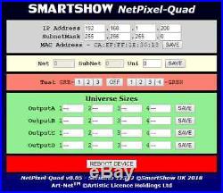 SmartShow NetPixel-Quad 16 Universe ArtNet Art-net WS2812 Pixel LED Driver