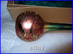 Smith and Hawken Red Amaryllis Glass Flower Ornament. 11 tall, original box