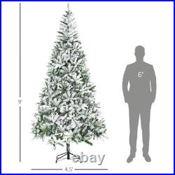 Snow Flocked Artificial Christmas Tree 9', Holiday Decoration, Green