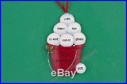 Snowball Family of 6 Personalized Christmas Ornament Holiday Gift 2015