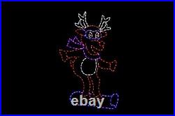 Snowboarding Reindeer LED light display metal wire frame outdoor Christmas decor