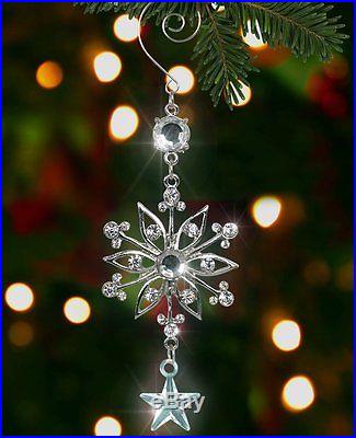 Snowflake Holiday Christmas Ornament with Crystals and Star