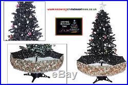 Snowing Christmas Tree 1.7 M Black Umbrella Base Beautiful Patterned Skirt