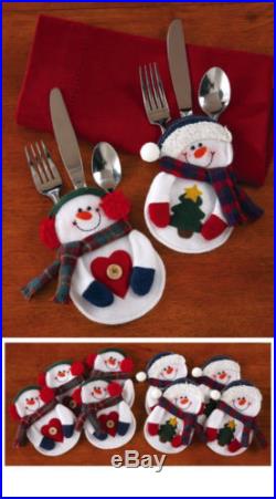 Snowman Christmas Xmas Silverware Tableware Dinner Party Decor Cutlery Holder