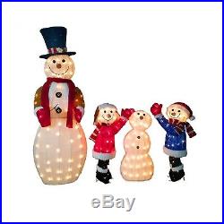 Snowman Family Lighted Christmas Holiday Lights Yard Decoration Pre-lit Decor