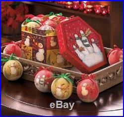 Snowman Family Ornament Box Set of 12 Colorful Christmas Tree Decorations New