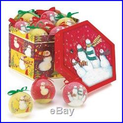 Snowman Family Ornament Box Set of 12 Colorful Christmas Tree Decorations New