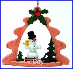 Snowman German Wood Christmas Tree Ornament Holiday Decoration New Made Germany