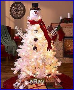 Snowman Head Christmas Tree Topper Decoration Holiday Festive Ornament Frosty