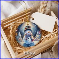 Snowman Ornament, Winter Scene, Holiday Decoration, Christmas Tree Ornament, Cut