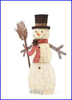 Snowman in Top Hat & Broom LED Lights 60 in. PVC Outdoor Christmas Holiday Decor
