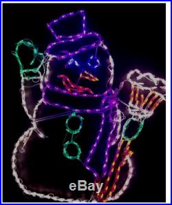 Snowman with Broom Christmas Winter Outdoor LED Lighted Decoration Wireframe