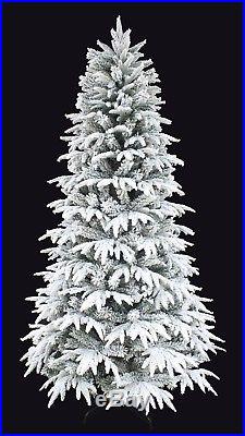 Snowy Spruce Artificial Flocked Christmas tree prelit with LED light snow white