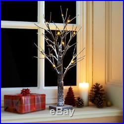 Snowy Twig CHRISTMAS TREE DECOR 2ft 24 Warm White LED Light Indoor /Outdoor