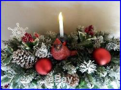 Solar Candle Cardinal Christmas Ornament Cemetery Flower Double Headstone Saddle