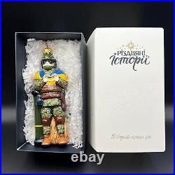 Soldier Figurine New Of Glass Handmade Christmas Tree Decor Ornaments Ukraine