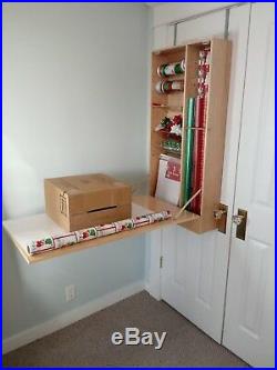 Solid wood over the door customizable gift wrap organizer