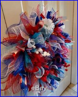 SouthernASMR Sounds Red/White/Blue Independence Day Wreath