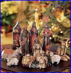 Southern Living At Home Nativity Family & Wisemen Complete Set Of 12 WITH MANGER