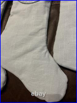 Southern Living Baby Blue Scalloped Coastal Christmas Stocking Lot Of 4 New