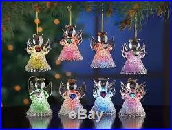 Sparkle with Set of 8 Color Changing LED Glass Angel Ornaments or Table Decor