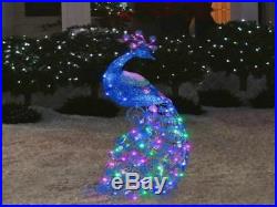 Sparkling Snowflakes Peacock Christmas LED Lights Yard Sculpture Bird Holiday