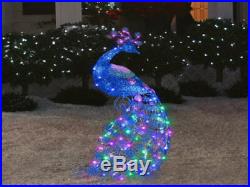Sparkling Snowflakes Peacock Christmas LED Lights Yard Sculpture Bird Holiday