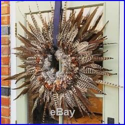 Special Pheasant/Partridge Feather Wreath With Lots Of Tail Feathers