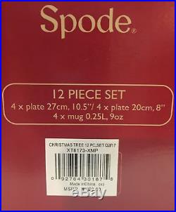 Spode Christmas Tree 12 Piece Dinnerware Set Service for 4 BRAND NEW IN BOX