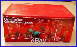 Spode Christmas Tree Box Set of 6 Double Old Fashion Glasses Fashioned England