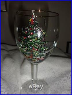 Spode Christmas Tree Stemmed Wine Glasses Set of 4 in box