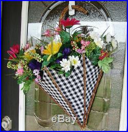 Spring Floral Wildflower Umbrella Decorative Door Hanger Wreath Decor Decoration
